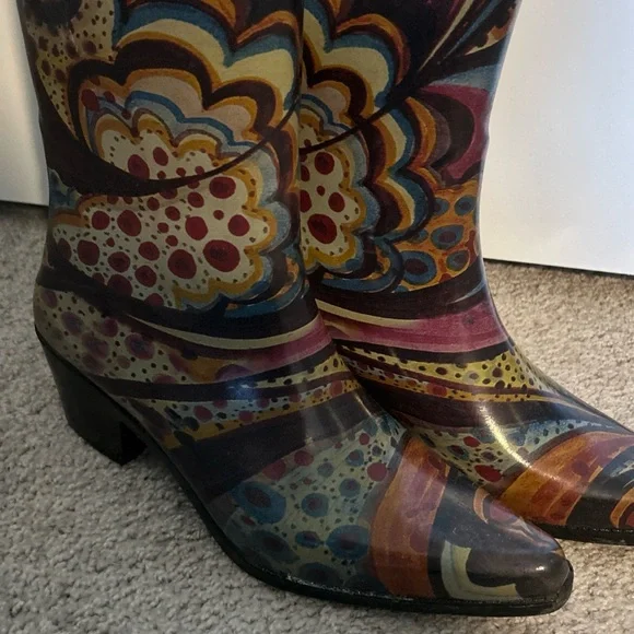 Nomad Corkys Women Rubber Rain Boots Western Cowboy BOHO Hippie Chic Size 9 - Picture 3 of 7